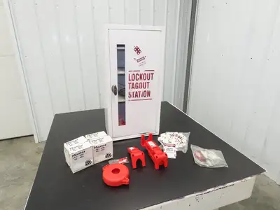 60+ Piece Lockout Tagout Station Scissor Hasp Cable & Valve Lockout Various Tags