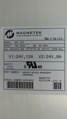 Magnetek Emerson WH1-2FF Ovation Power Supply Module 1X00024H01 Rev. B Used