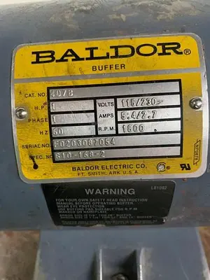 3607-550 Baldor 1 HP, Double End Buffing Unit with Handler Dust Collector Base