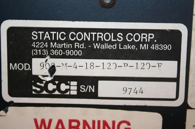 USED STATIC CONTROL SYSTEMS 900-M-4-18-120-P-120-F