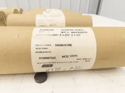 Norton 53A80-KVBE 80 Grit Grinding Wheel 2-5/8"OD x 4-3/8"W x 1-1/4"ID Lot of 10