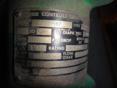 Fisher 1.25 150 Class, Bronze Threaded Control Valve