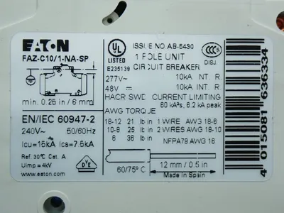 New | in-Stock EATON FAZC10/1NASP Circuit Breakers Ohio US | HGR 24 #801970