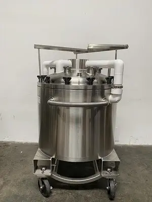 USED ABEC STAINLESS TECHNOLOGY CV-24300-1 300 LITER JACKETED CRYO VESSEL -112° F TO 280° F