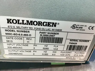 Used KOLLMORGEN MMCSD6.0460D Servo Drives Ohio US | HGR 24 #1330269