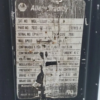 Used Allen Bradley 7033-05-4104 Servo Motors | J&J Industrial Supply #500676