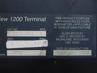 Allen Bradley 2711-TC1 PanelView 1200 Terminal Bad Ground Terminal For Parts