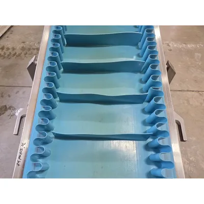 Used Stainless Steel Cleated Slider Bed Incline Belt Conveyor - 15"W X 13.5' L
