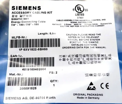 NEW SIEMENS 6XV1822-5BH50 ACCESSORY CABLING KIT LENGTH 5,0M 6XV18225BH50