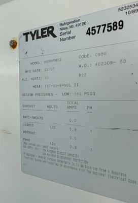 130-0157 Tyler N6MHPM 48’ Remote Multi Deck Meat Cooler
