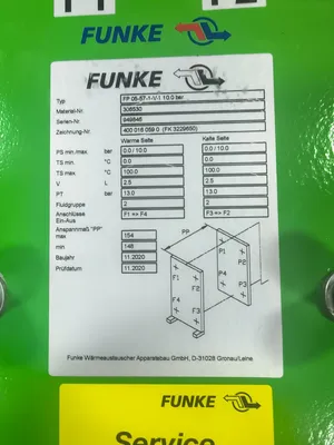 Used FUNKE FP 05-57-1-V-1 Heat Exchangers South Carolina US | ESS Industrial Equipment Sales #1308992