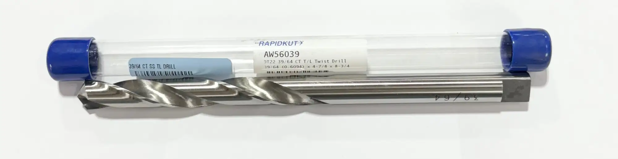 RapidKut 39/64" Carbide Tipped Drill Bit Taper Length 2 Flute