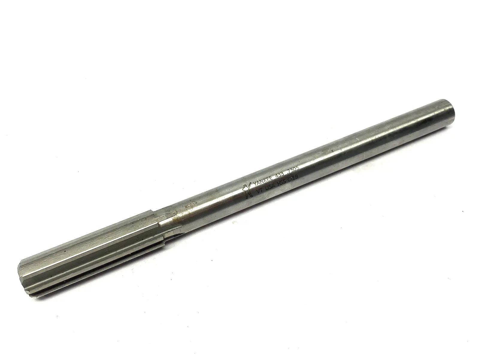 USED YANKEE REAMER CHUCKING REAMER: 0.7505 IN DIA, STRAIGHT FLUTE, HIGH SPEED STE