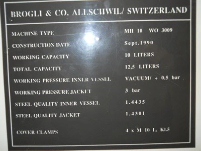 10L Brogli Scrape Surface Mixer/ Turbo Homogeniser