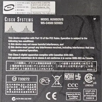 Cisco Systems WS-C4500 Catalyst (BIN561)