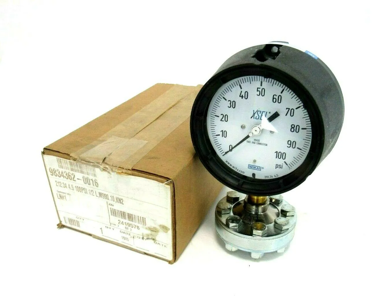 NEW WIKA 9834362-0016 PRESSURE GAUGE 100PSI 1/2" 98343620016