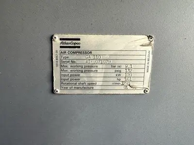 USED 2001 ATLAS COPCO GA 110