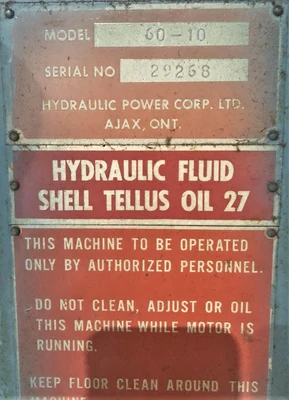 USED 1985 HYDRAULIC POWER HYDRAULIC POWER 60-10 PRESS
