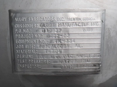 20,000 Gallon 304 Stainless Vertical Tanks