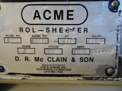 USED ACME Rol-Sheeter Model 8