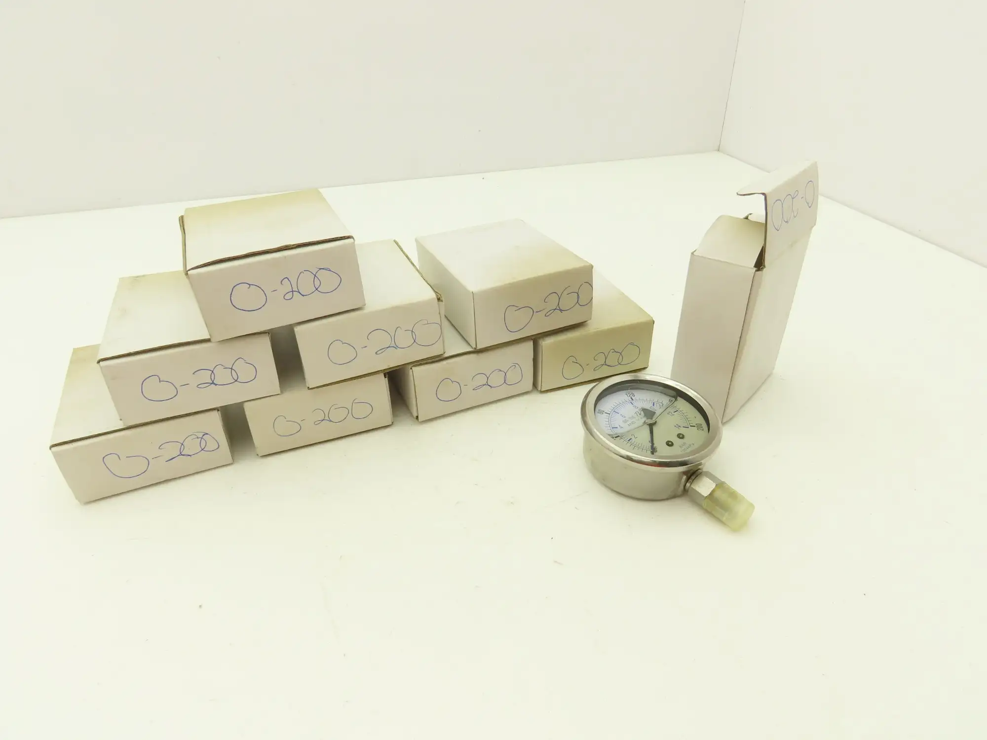 Pressure Gauge 0-200 PSI 316SS Glycerin Filled ASME B40.1 Lot of 9 1/4" NPT