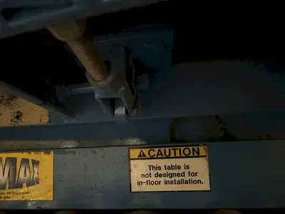 3,000 LBS X 48" X 48" ROTO-MAX HYDRAULIC SCISSOR LIFT TABLE W/ ROTARY LEWCO ROLLER CONVEYOR TOP, 110 VOLT: STOCK #20877