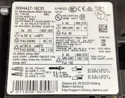 USED FURNAS ELECTRIC CO 3RW4427-1BC35