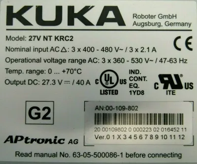 USED KUKA 27V NT KRC2 POWER SUPPLY 27VNTKRC2