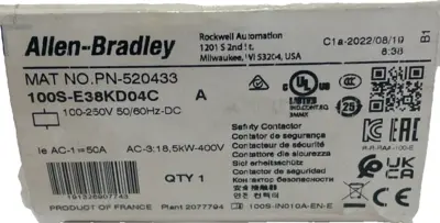 ALLEN BRADLEY 100S-E38KD04C SAFETY CONTACTOR 520433 100SE38KD04C