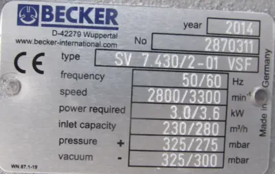 NEW BECKER SV 7.430/2-01 VACUUM/ BLOWER PUMP SV 7430201