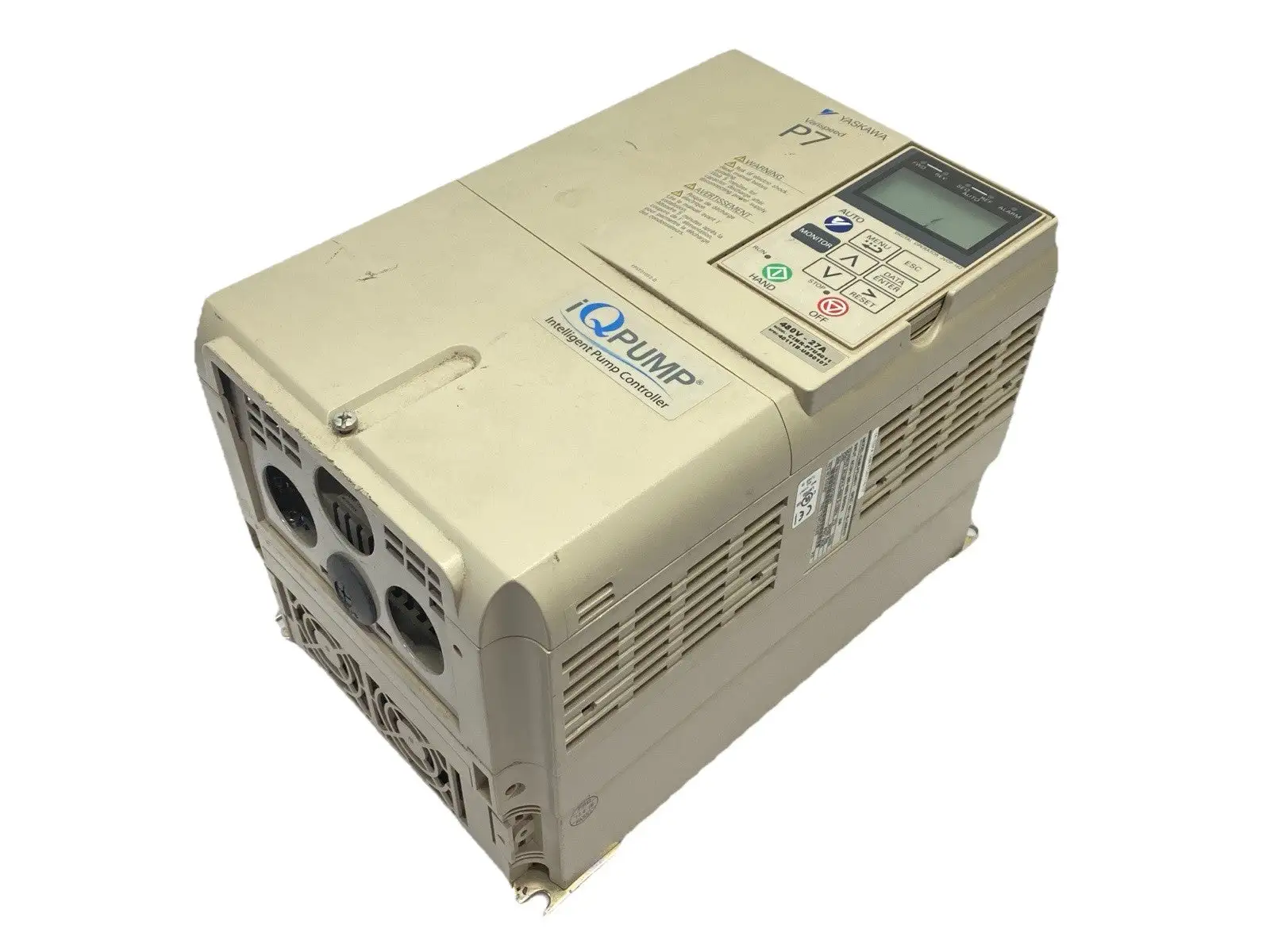 USED YASKAWA P7 VARISPEED IQ PUMP CONTROLLER DRIVE 3PH 27A 480V