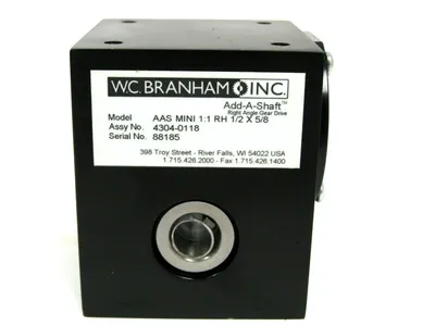 NEW W.C. BRANHAM 4304-0118 AAS MINI 1:1 RH 1/2X5/8 ADD A SHAFT GEARBOX 43040118
