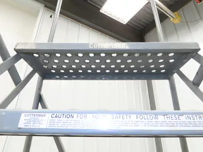 Cotterman Metal Rolling Ladder 5-Step 50"H Platform 24x7"Tread 80"H 30"W 450Lb