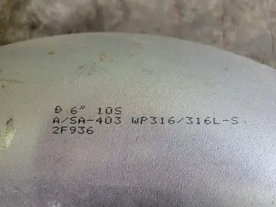 6", 90 Deg. Elbow, Butt Weld, WP316