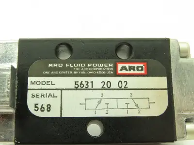 ARO 5631 20 02 Pneumatic 3-Port Manual Lever Control Valve 1/4" NPT