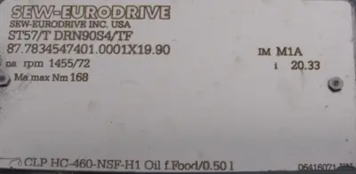 NEW SEW EURODRIVE ST57/T DRN90S4/TF GEAR MOTOR 20.33:1 ST57TDRN90S4TF