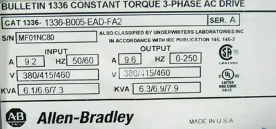 REFURBISHED ALLEN BRADLEY 1336-B005-EAD-FA2 DRIVE SER.A 1336B005EADFA2