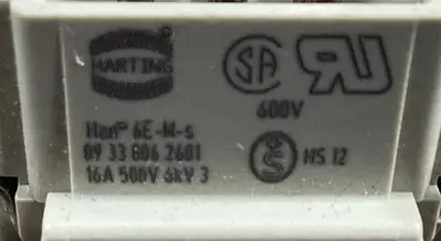 HARTING HAN 6E-M-S 09330062601 16A 500V Connector. 4E-40