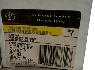 NEW GENERAL ELECTRIC CR104PSG94B91 SELECTOR SWITCH