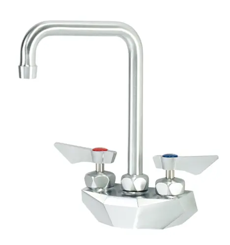 Krowne DX-401 Wall Mount Faucet w/ 6" Double Bend Gooseneck Spout - 4" Centers
