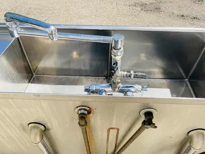 156” Commercial Stainless Steel   Three Compartment Sink w/Garbage Disposer