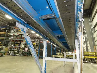 New London Engineering 7.5"x 19' Stainless Tabletop Chain Side by Side Conveyor
