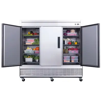 New | in-Stock Dukers New Dukers D83R Stainless Steel Solid 3-Door Commercial Reach-in Refrigerator Refrigerators Illinois US | Falcon Restaurant Supply #1376262
