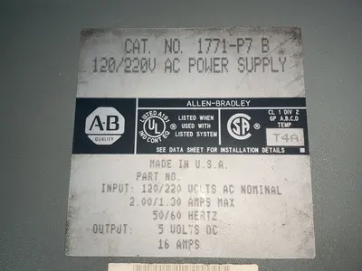 Used ALLENBRADLEY 1771P7 B PLC Power Supplies Ohio US | HGR 24 #1507648