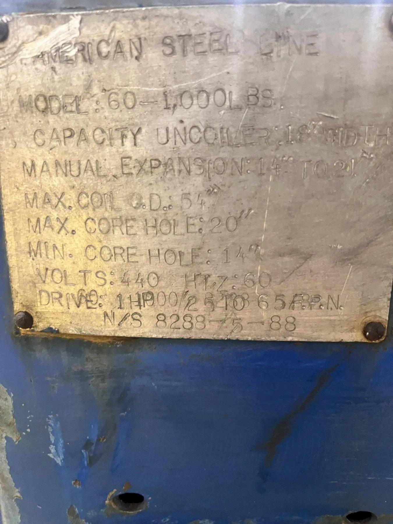 Used AMERICAN STEEL LINE 60-1000 Uncoilers Ohio US | Yoder Brothers machinery #91425