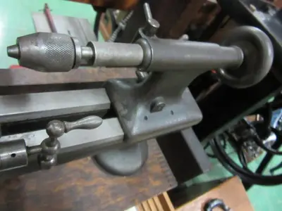 5794-385 Antique American Watch Tool Co. Watchmaker’s Lathe with Wood Enclosure