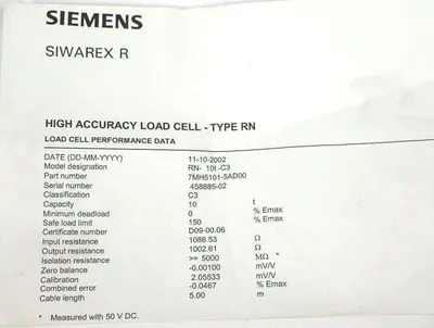 NEW SIEMENS 7MH5101-5AD00 SIWAREX HIGH ACCURACY LOAD CELL 7MH51015AD00