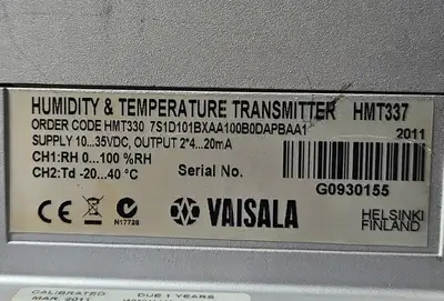 VAISALA HMT330 7S1D101BXAA100B0DAPBAA1 HUMIDITY & TEMPERATURE TRANSMITTER. 6C-12