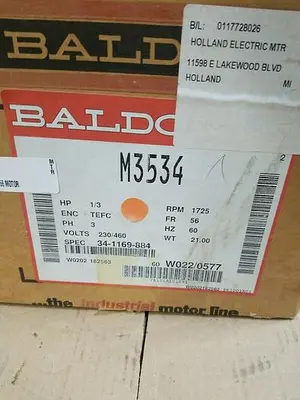 New | in-Stock BALDOR M3534 A.C. Motors Michigan US | ND Industrial Surplus #1184706