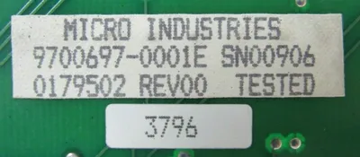 USED MICRO INDUSTRIES 9700697-0001E CIRCUIT BOARD 0179502 0179504 97006970001E